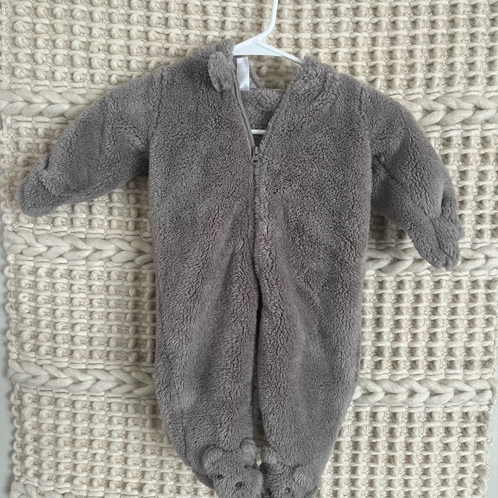 Carter's Gray Fleece Footie One Piece with Zipper